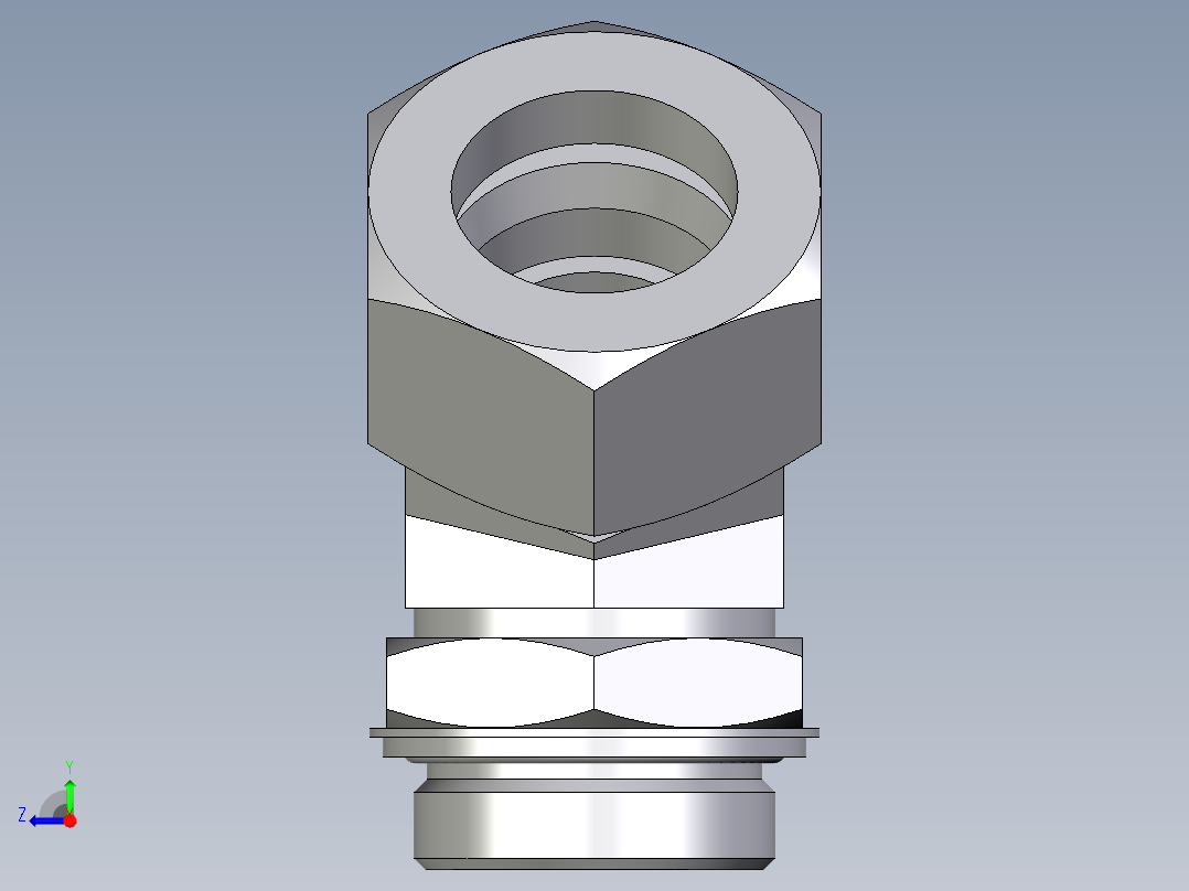 卡套式工业通用硬管接头EO_Adjustable_locknut_45_deg_elbow_VEE38ZSRCF右视图