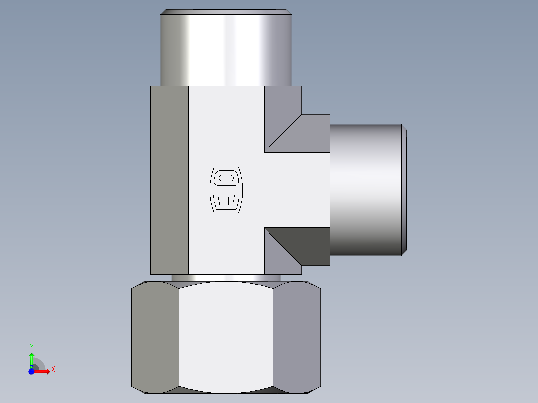 卡套式工业通用硬管接头EO_Swivel_nut_run_tee_EL16SOMD71前视图
