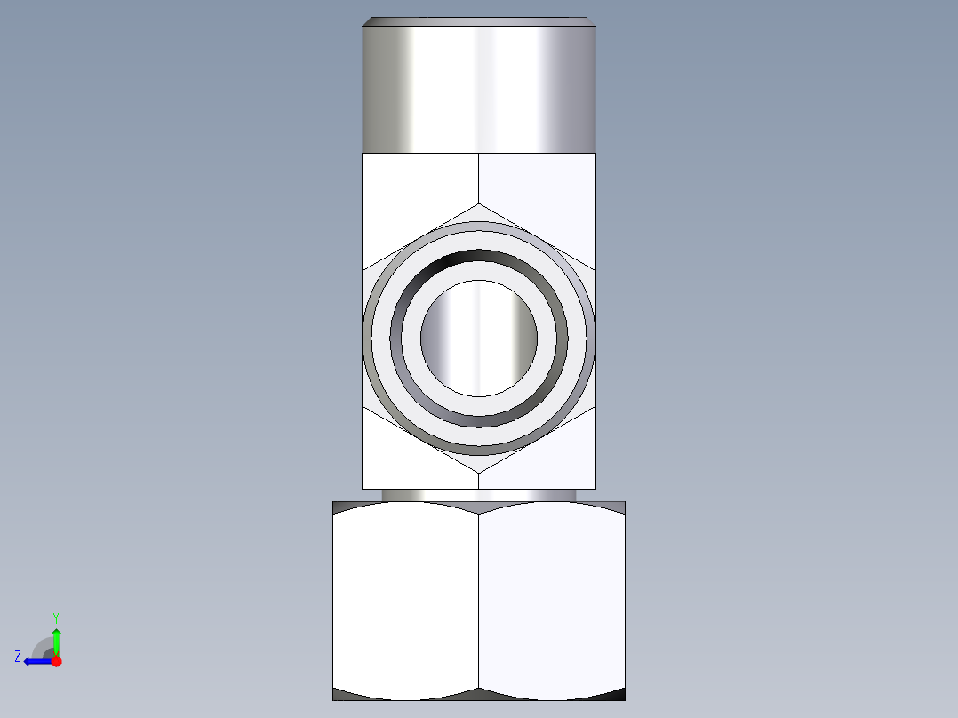 卡套式工业通用硬管接头EO_Swivel_nut_run_tee_EL16SOMD71右视图