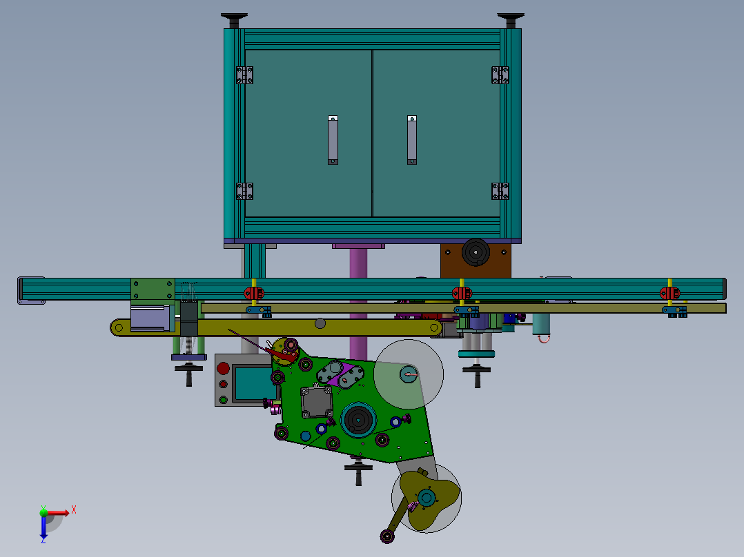 九十度转角贴标机总装俯视图