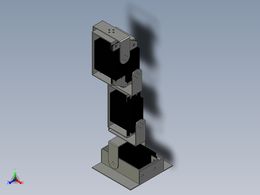 形仿生机器人双足行走机构设计【PROE】带电路图正等轴测图