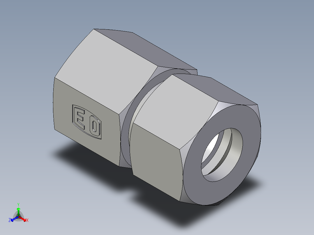 卡套式工业通用硬管接头EO_Swivel_connector_GAI16ZSRCF正等轴测图