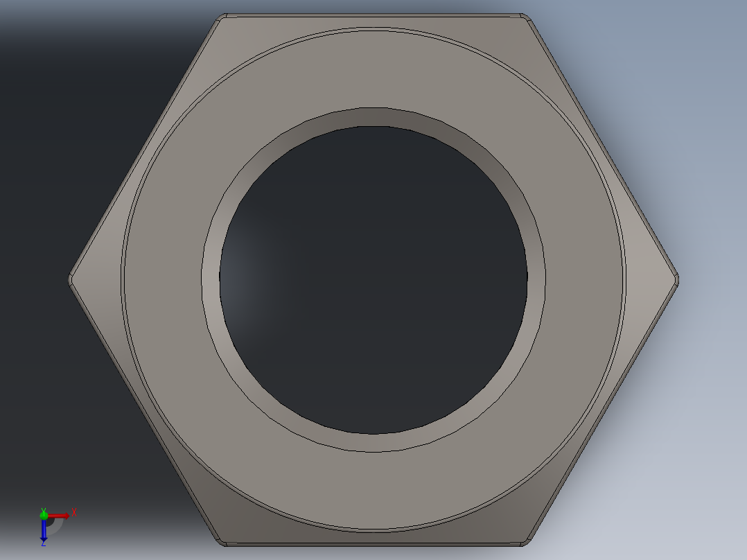 紧固件-Raw Steel Nut 0.5000俯视图