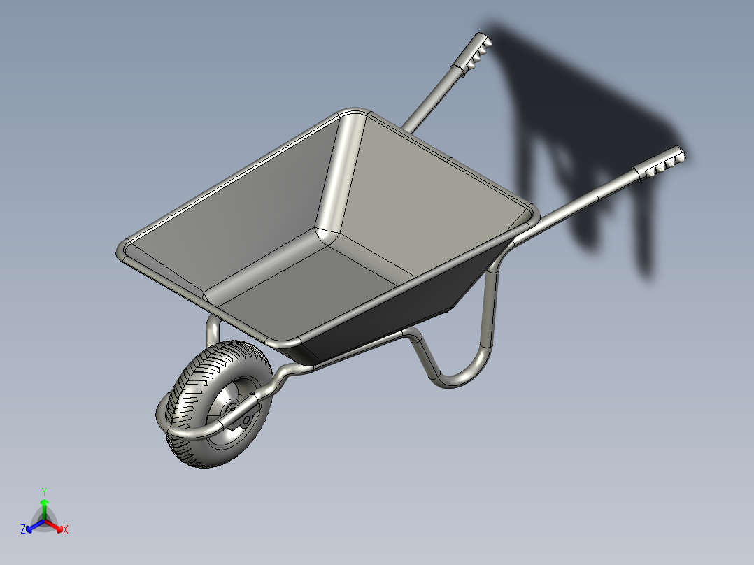 手推车独轮推车正等轴测图