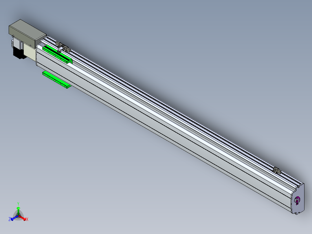 同步带滑台-半封闭B13H-L45-S1200-R-P40-D3正等轴测图