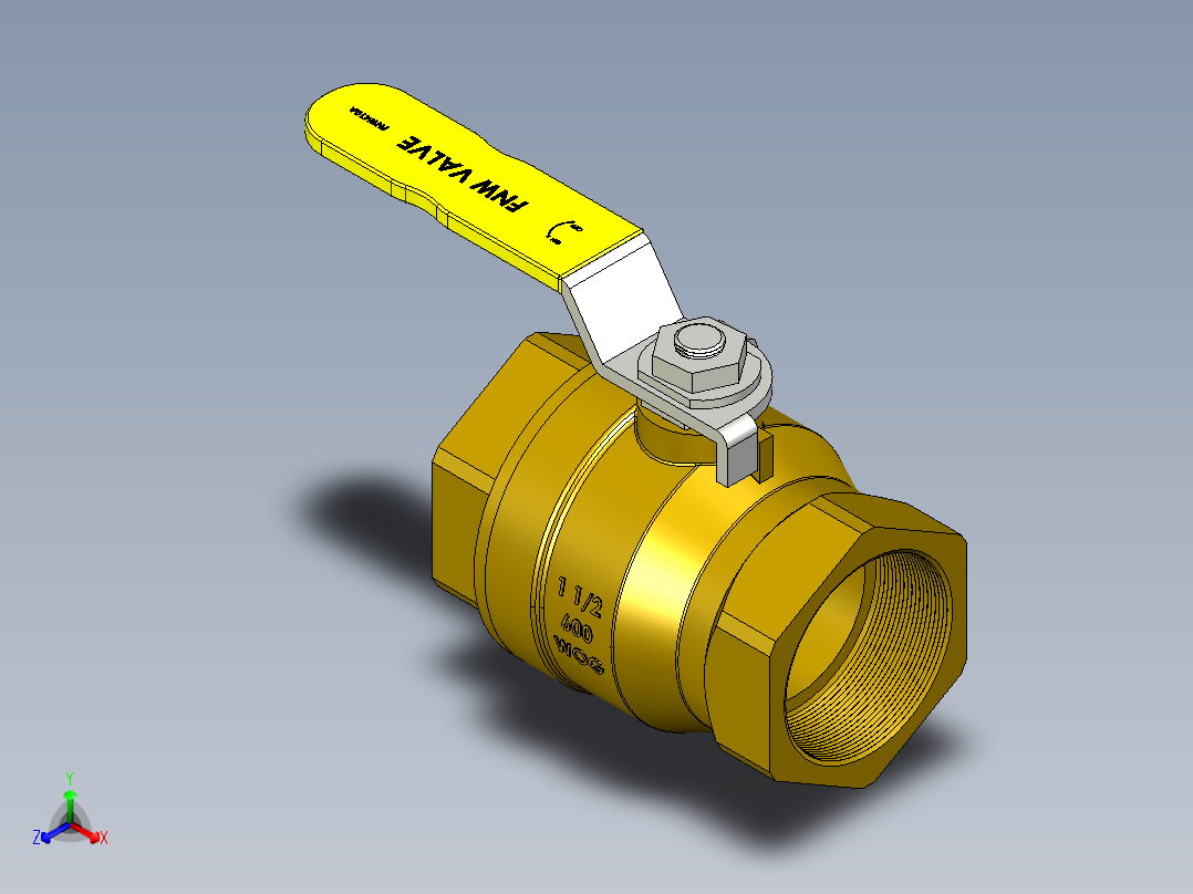 管道手动球阀-水管开关阀-手动阀门铜球阀DN40主视图