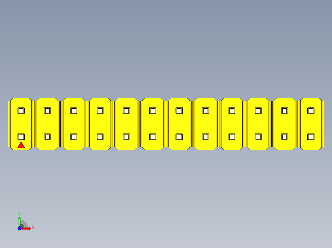 彩色公头100mil（2.54mm）系列-DS1021_yellow_2x12p_100mil_Type43_rev1.0前视图