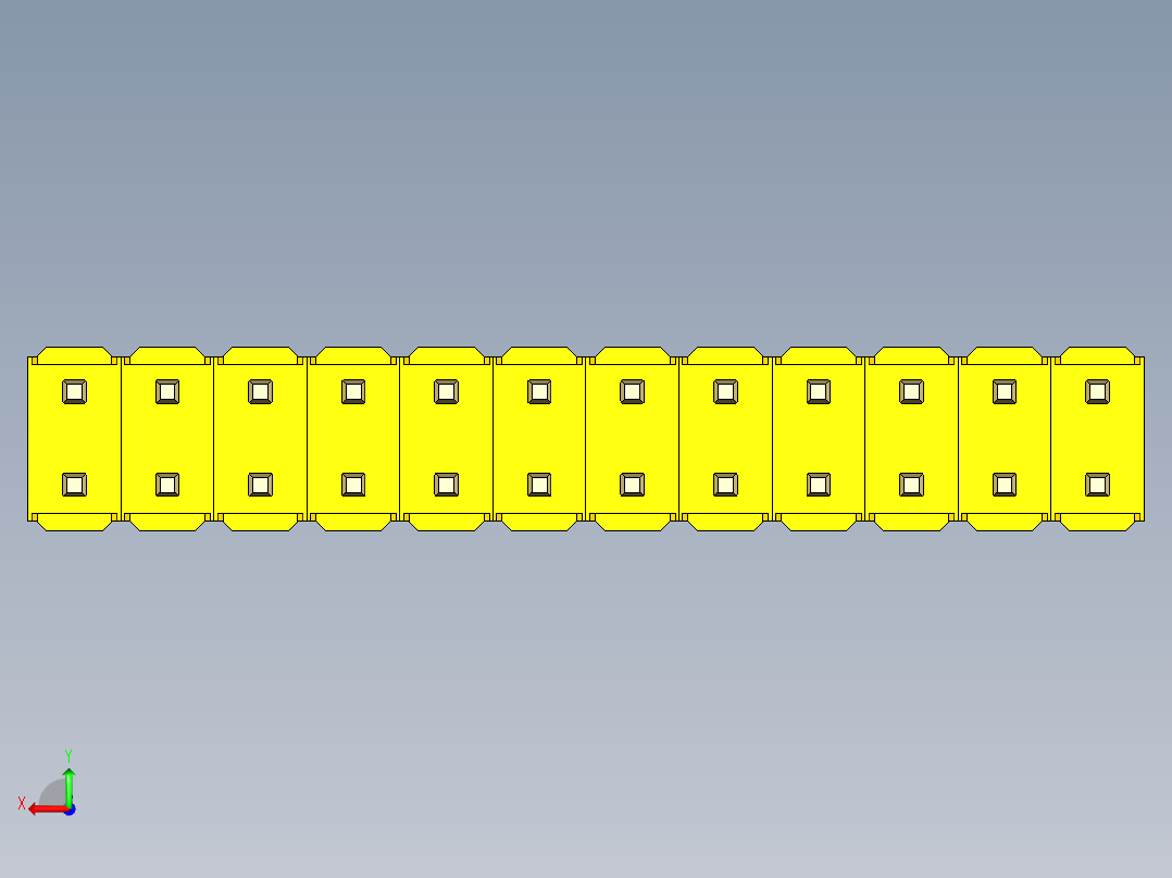 彩色公头100mil（2.54mm）系列-DS1021_yellow_2x12p_100mil_Type43_rev1.0后视图