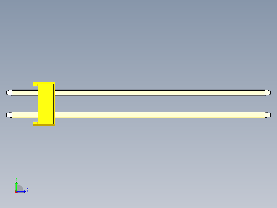 彩色公头100mil（2.54mm）系列-DS1021_yellow_2x12p_100mil_Type43_rev1.0左视图