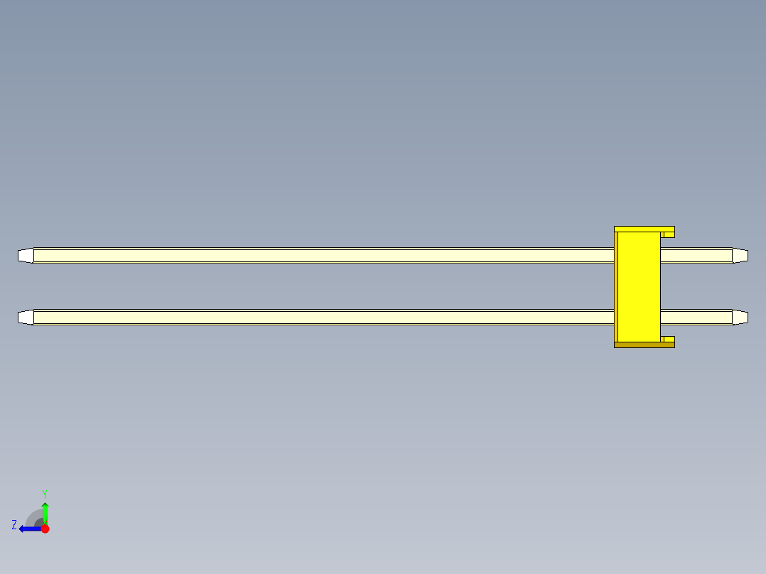 彩色公头100mil（2.54mm）系列-DS1021_yellow_2x12p_100mil_Type43_rev1.0右视图