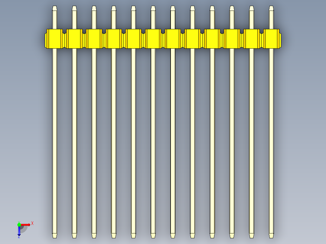 彩色公头100mil（2.54mm）系列-DS1021_yellow_2x12p_100mil_Type43_rev1.0俯视图