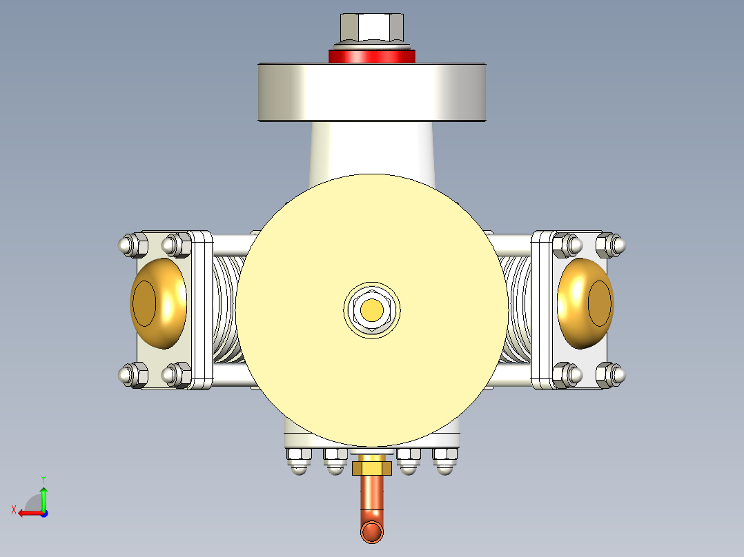 三缸星式蒸汽机three-cylinder-radial-steam-模型格式为 stp igs后视图