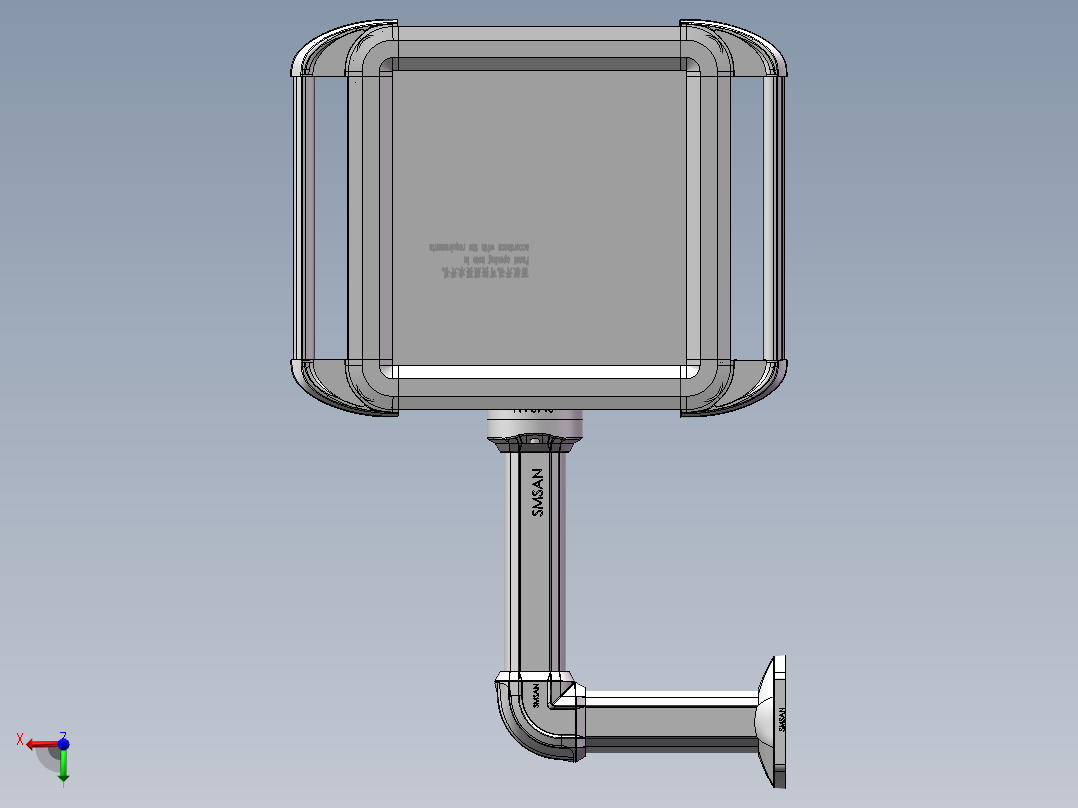向上固定底座+转角+箱体连接器+控制箱前视图
