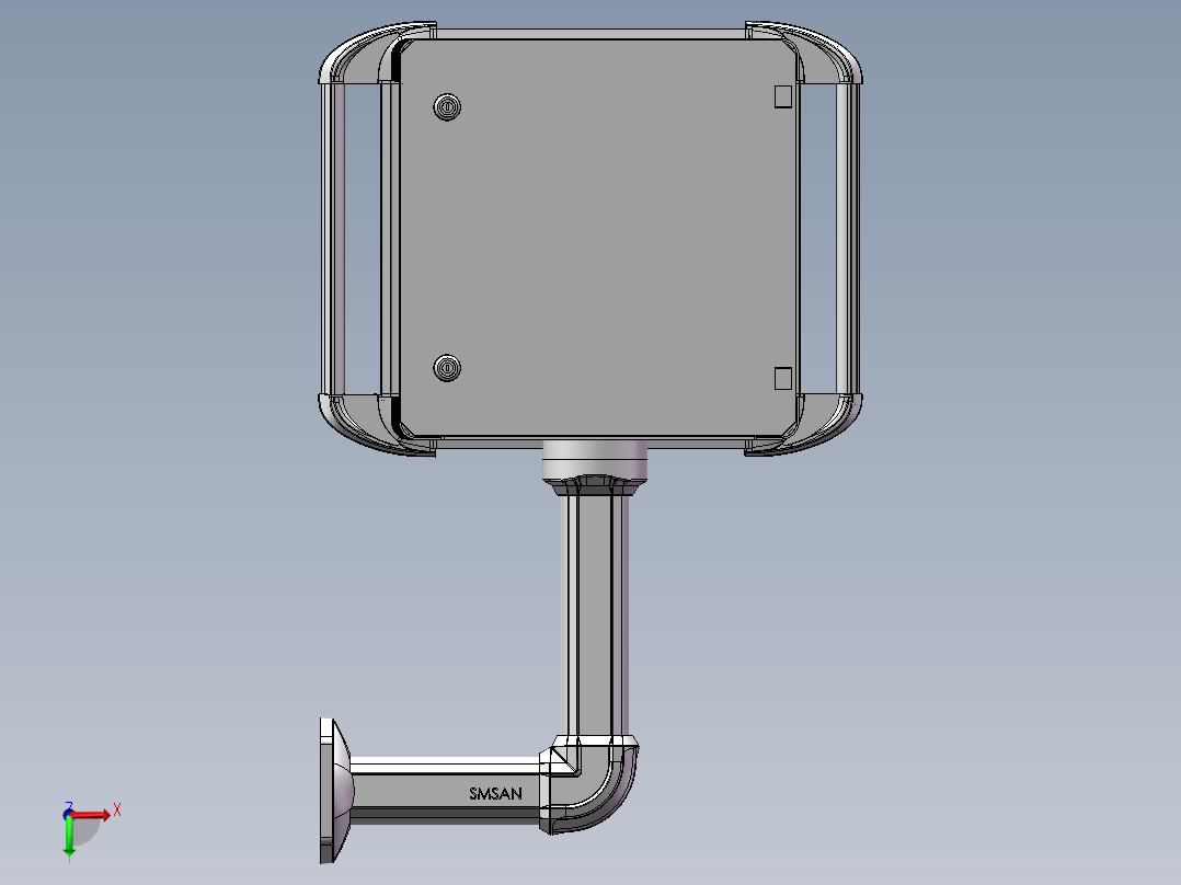 向上固定底座+转角+箱体连接器+控制箱后视图
