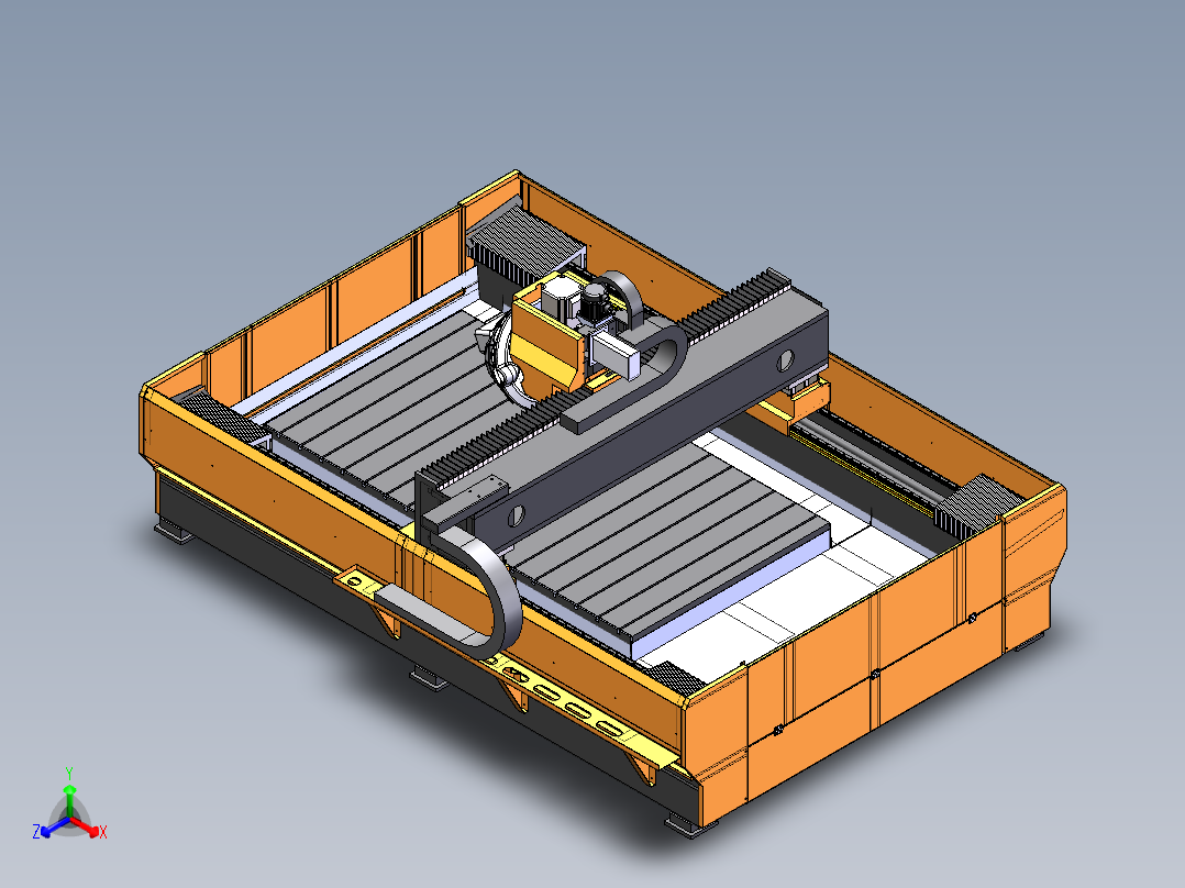 1325大型铝板钻攻机雕刻机sw18可编辑正等轴测图