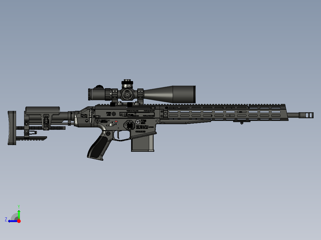 手枪左轮冲锋枪老式狙击步枪设计3D图纸perun-bs1 STP右视图