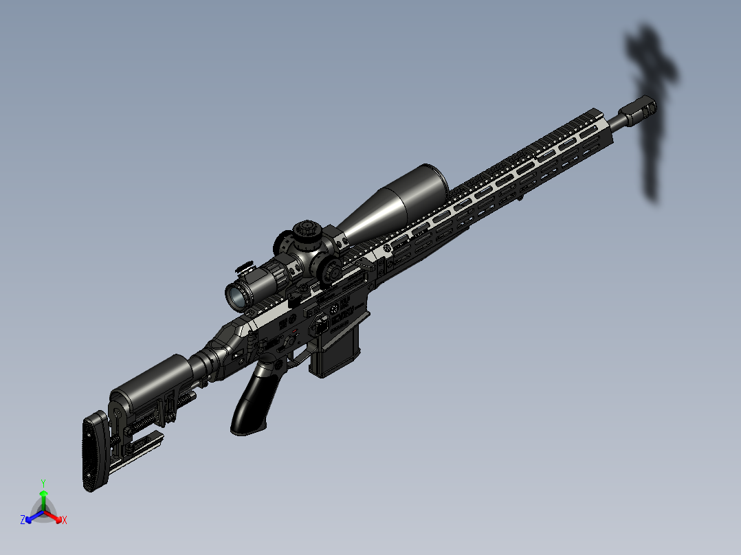 手枪左轮冲锋枪老式狙击步枪设计3D图纸perun-bs1 STP正等轴测图