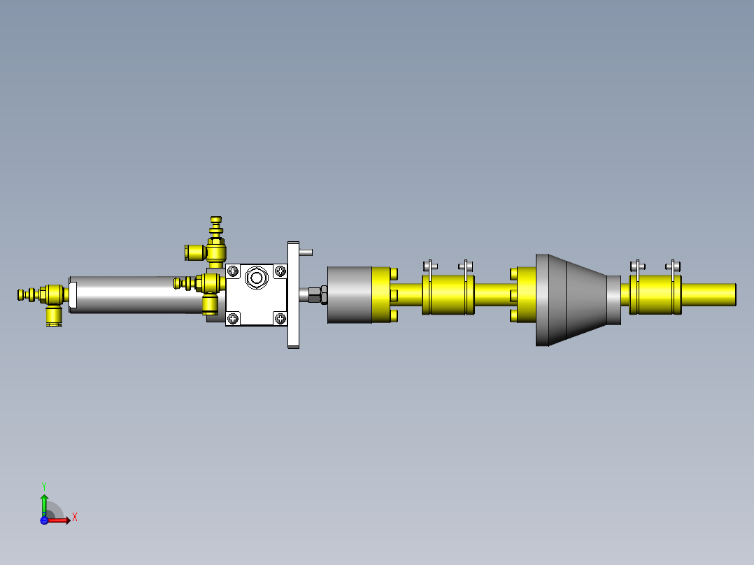 使用偏心锥形凸轮的多段行程机构前视图