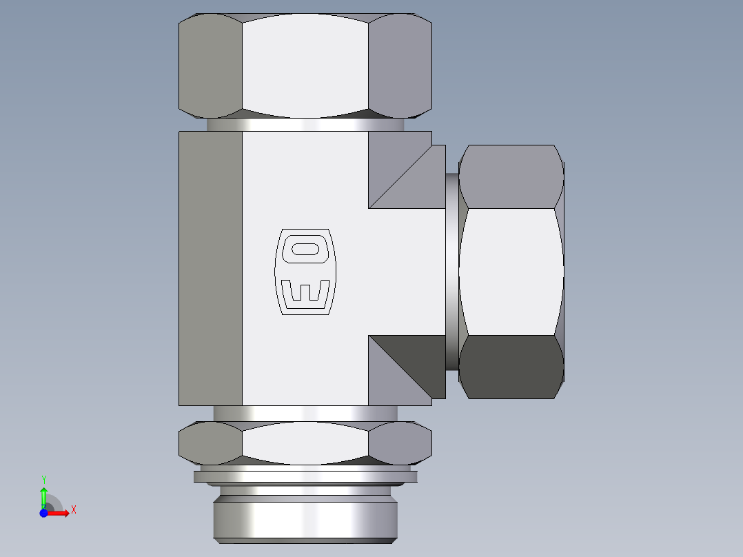 卡套式工业通用硬管接头EO_Adjustable_locknut_run_tee_LEE35ZLMCF前视图