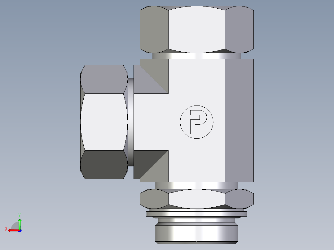 卡套式工业通用硬管接头EO_Adjustable_locknut_run_tee_LEE35ZLMCF后视图