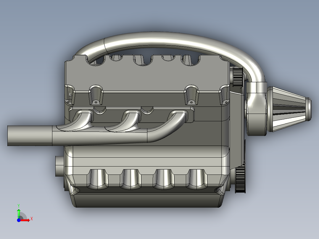 汽车发动机前视图