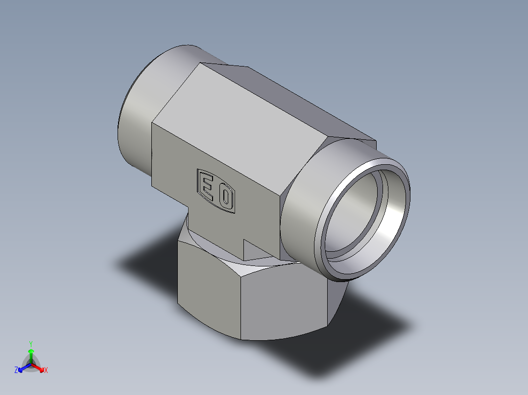 卡套式工业通用硬管接头EO_Swivel_nut_branch_tee_ET28LOMDCF主视图