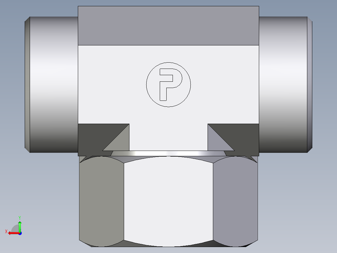 卡套式工业通用硬管接头EO_Swivel_nut_branch_tee_ET28LOMDCF后视图