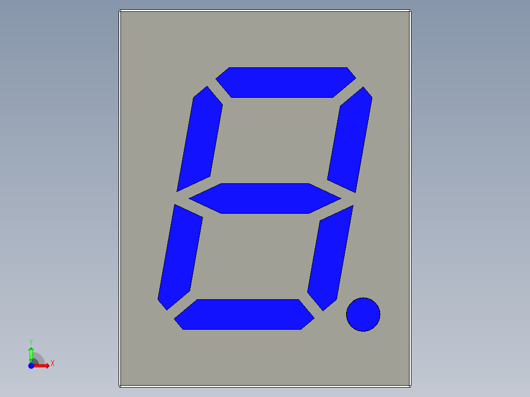 7段显示屏，LED，通孔组件，7毫米字符前视图