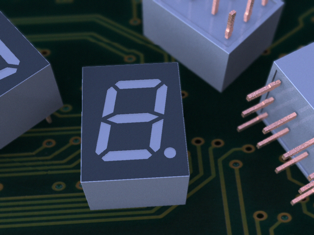 7段显示屏，LED，通孔组件，7毫米字符