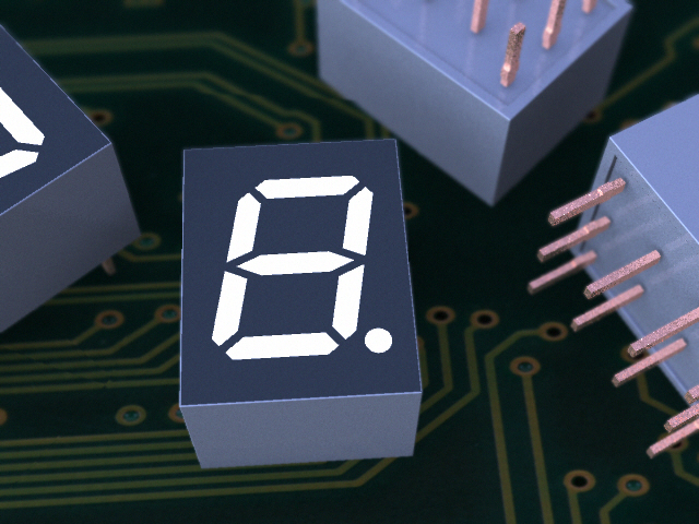 7段显示屏，LED，通孔组件，7毫米字符