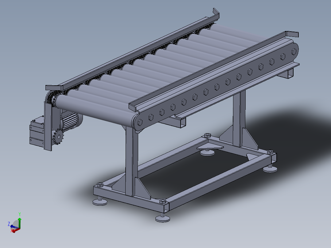 滚筒输送链传动roller-conveyor-d60-chain-stp主视图