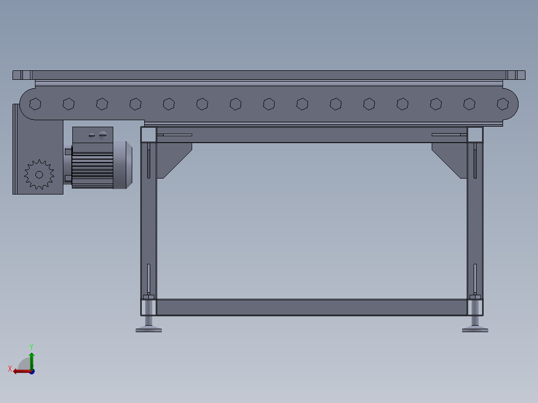 滚筒输送链传动roller-conveyor-d60-chain-stp后视图
