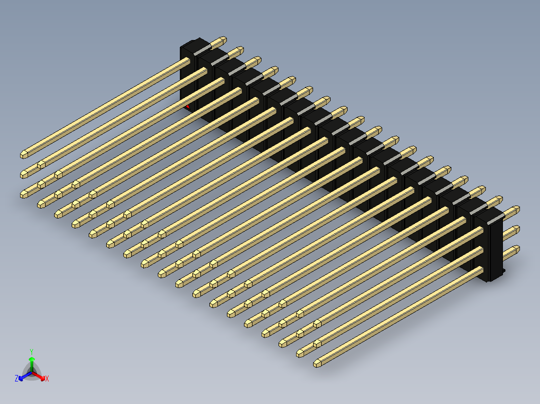 彩色公头100mil（2.54mm）系列-DS1021_black_3x18p_100mil_Type43_rev1.0主视图