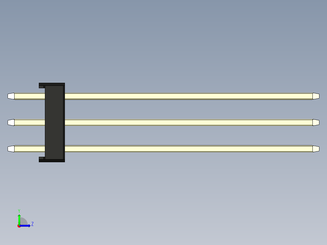 彩色公头100mil（2.54mm）系列-DS1021_black_3x18p_100mil_Type43_rev1.0左视图