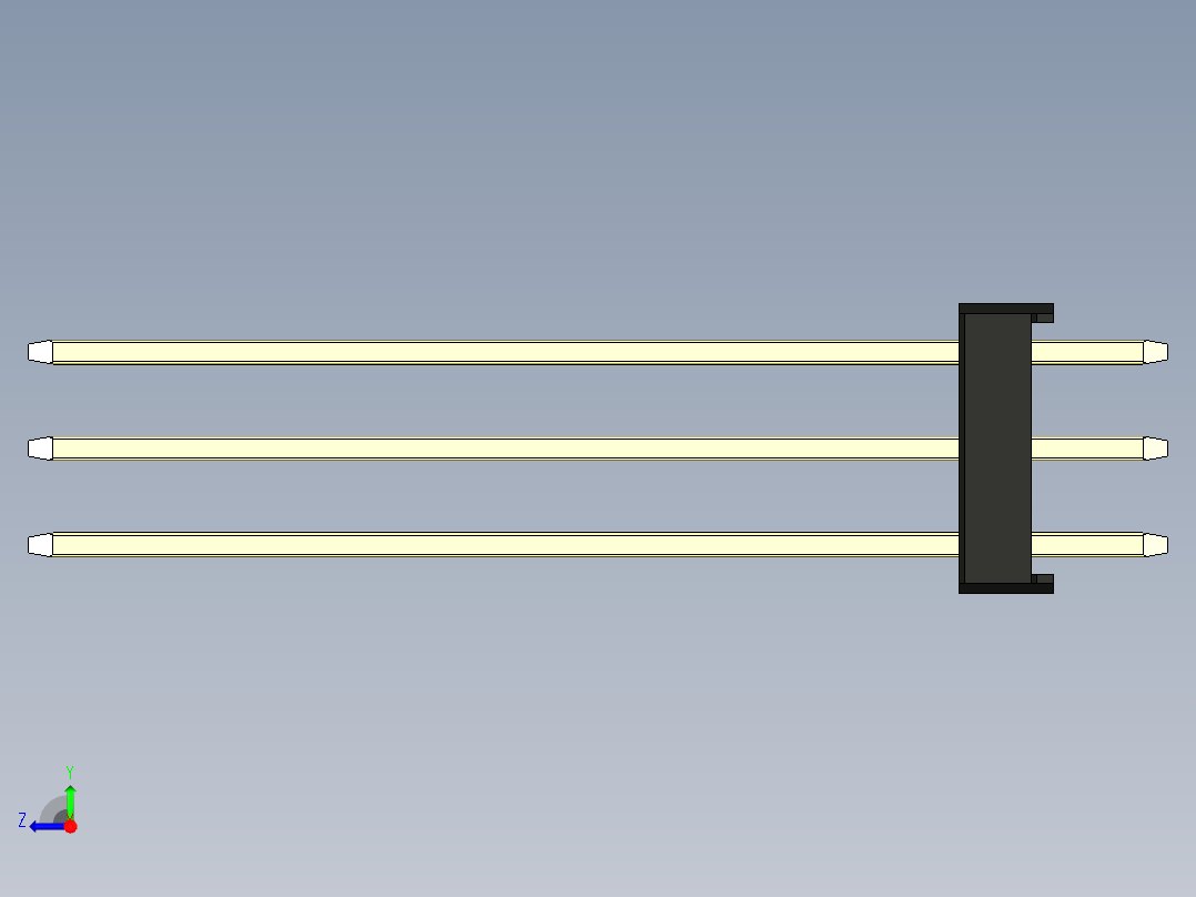 彩色公头100mil（2.54mm）系列-DS1021_black_3x18p_100mil_Type43_rev1.0右视图