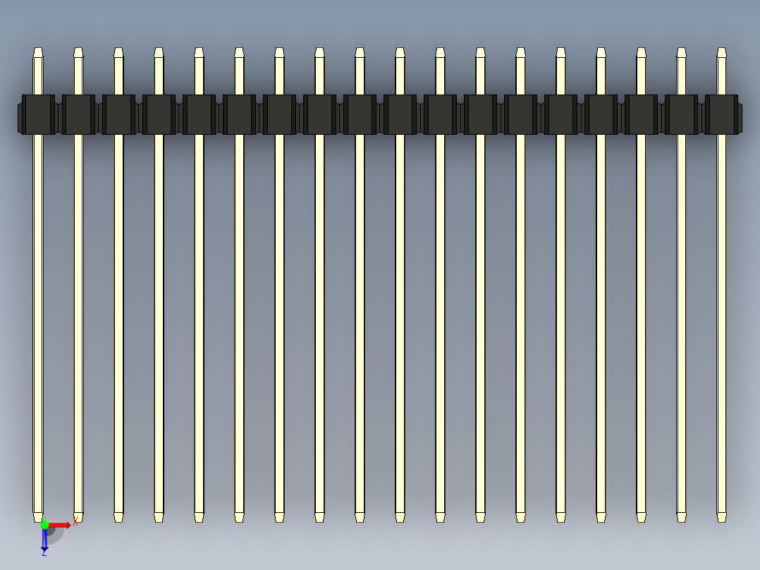 彩色公头100mil（2.54mm）系列-DS1021_black_3x18p_100mil_Type43_rev1.0俯视图