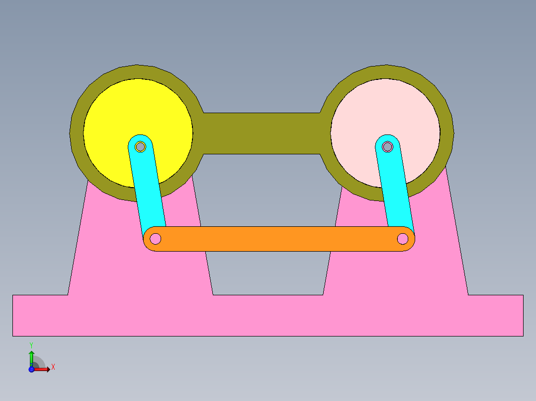双偏心双平行四杆机构前视图