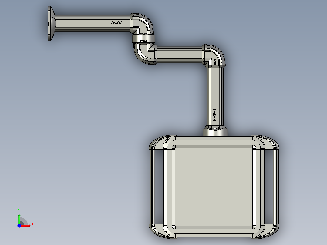 向上固定底座+中间连接器+转角+箱体连接器+控制箱前视图