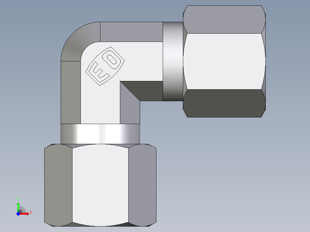 卡套式工业通用硬管接头EO_Union_elbow_W08ZL71前视图