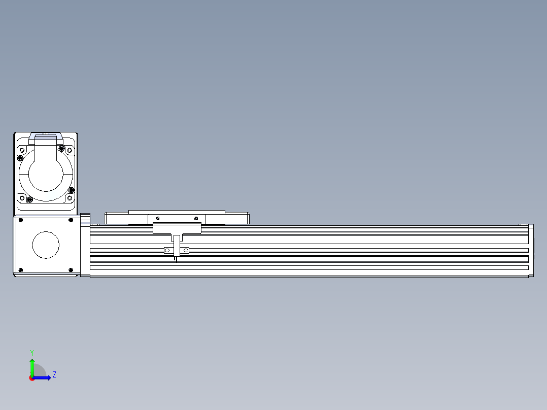 同步带全封闭直线模组TPA-HCB-110D-90-L250-LU-Y-P40-N3左视图
