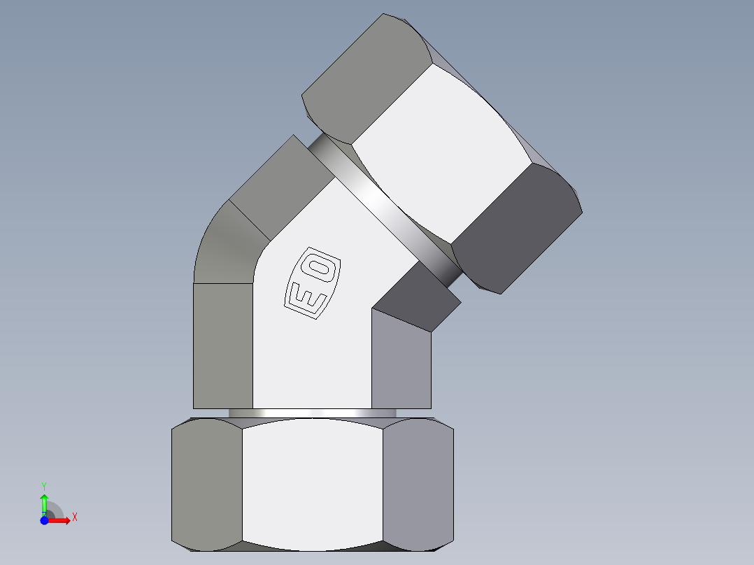 卡套式工业通用硬管接头EO_Swivel_nut_45_deg_elbow_EV18ZL71前视图