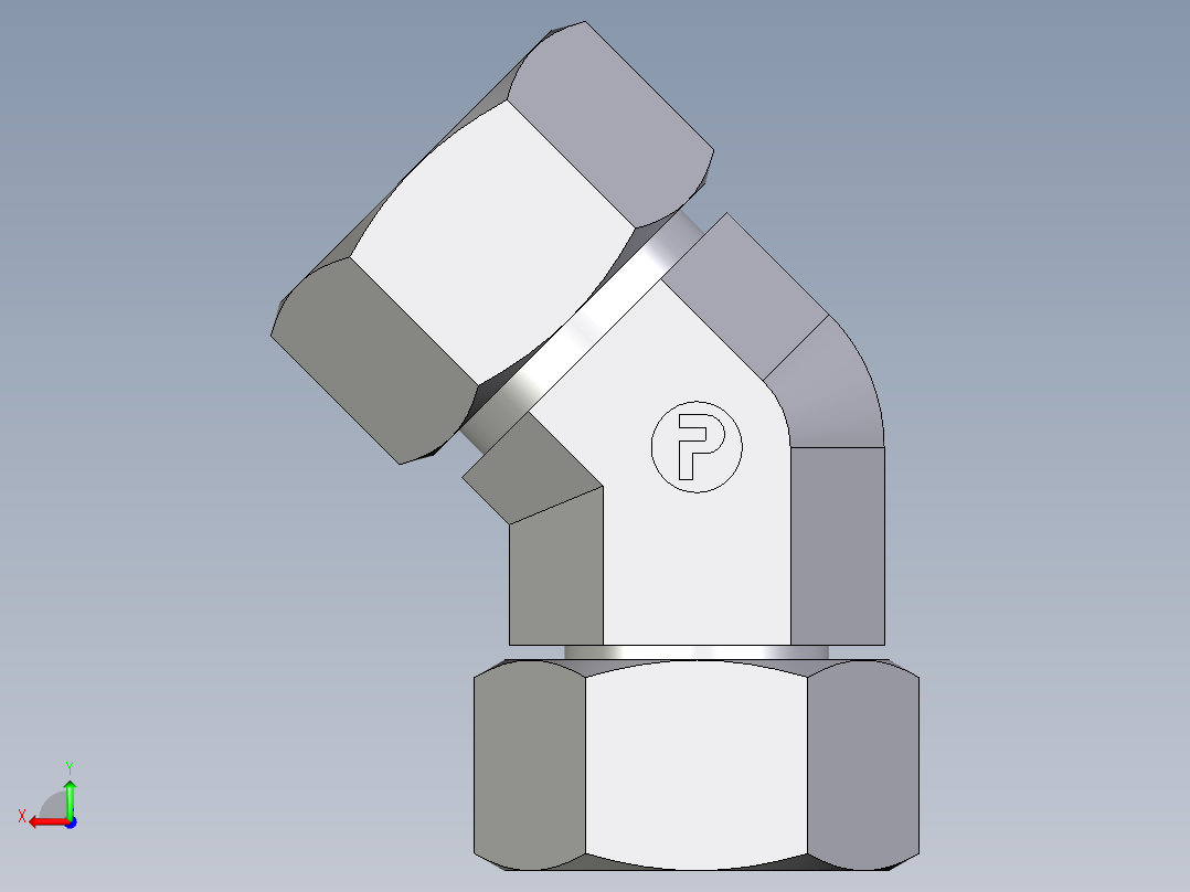 卡套式工业通用硬管接头EO_Swivel_nut_45_deg_elbow_EV18ZL71后视图