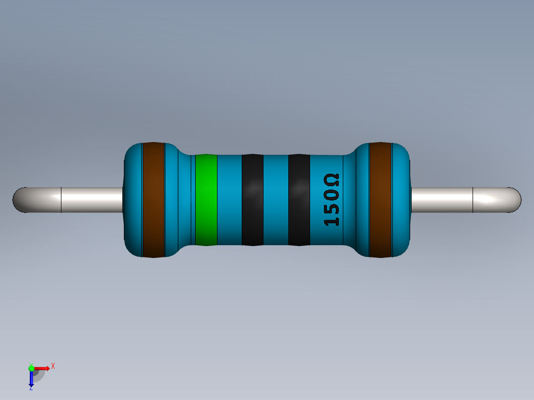 电容器 二极管 电阻器-Resistor 150 Ohm Blue俯视图