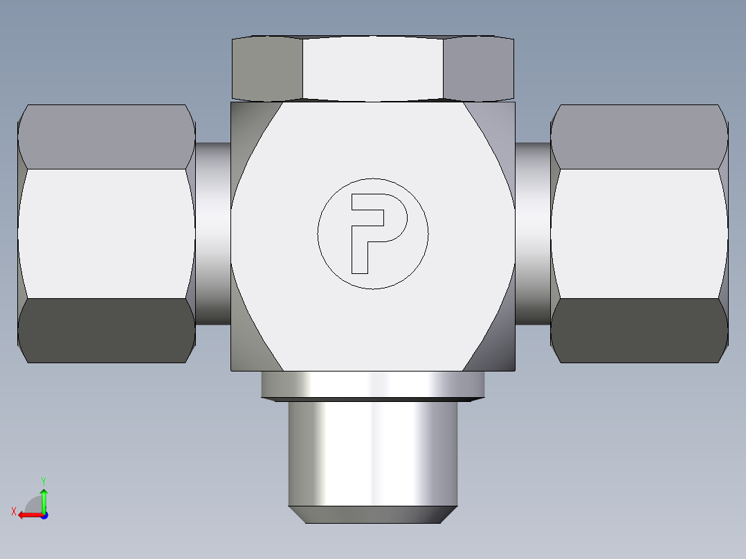 卡套式工业通用硬管接头EO_High_pressure_banjo_tee_TH10ZSRCF后视图