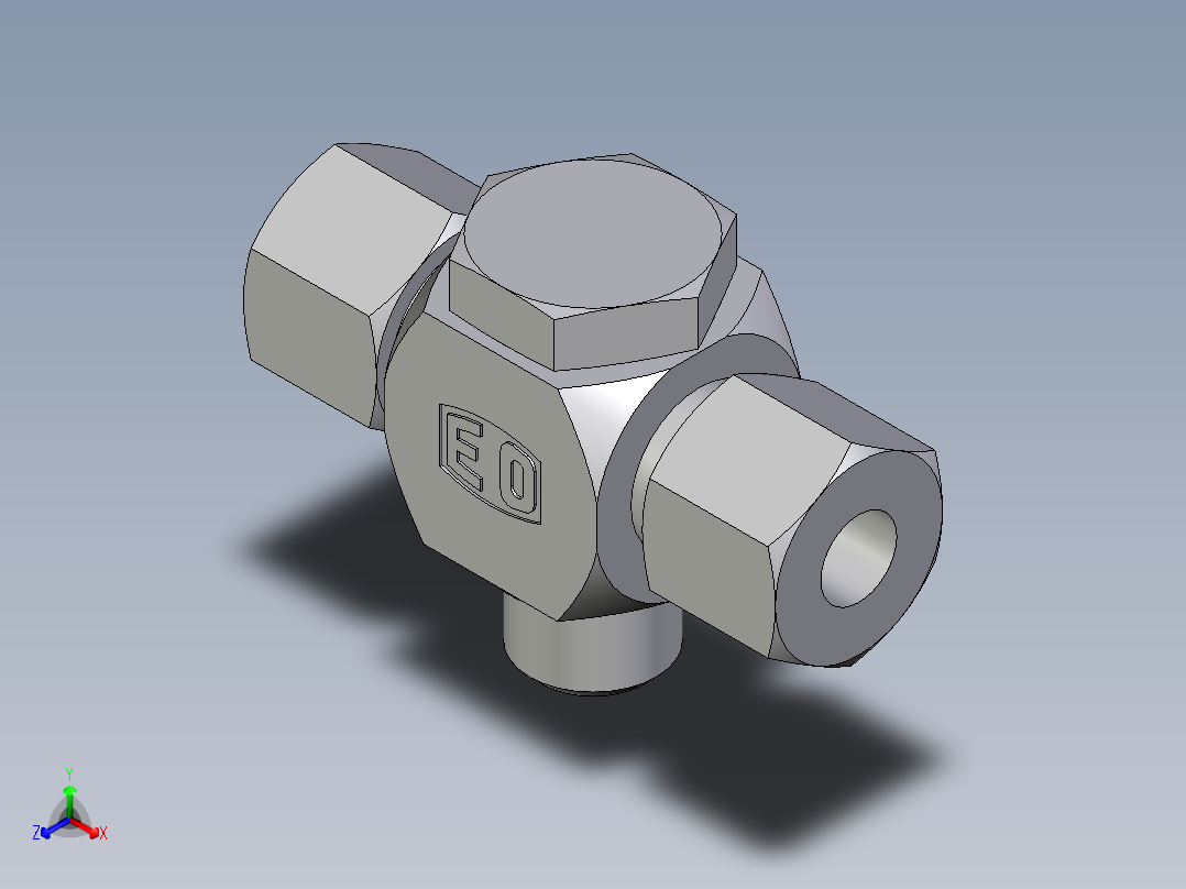 卡套式工业通用硬管接头EO_High_pressure_banjo_tee_TH10ZSRCF正等轴测图