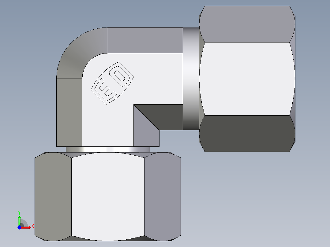 卡套式工业通用硬管接头EO_Swivel_nut_elbow_EW14S71前视图