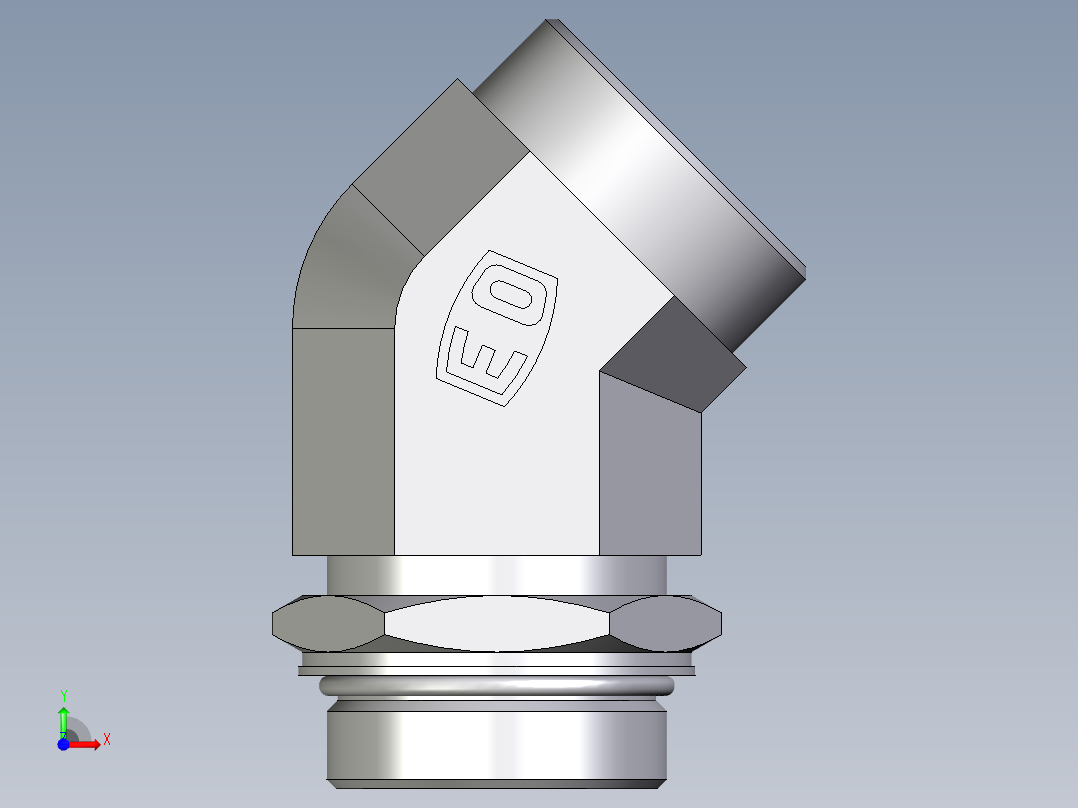 卡套式工业通用硬管接头EO_Adjustable_locknut_45_deg_elbow_VEE42LMOROMDCF前视图