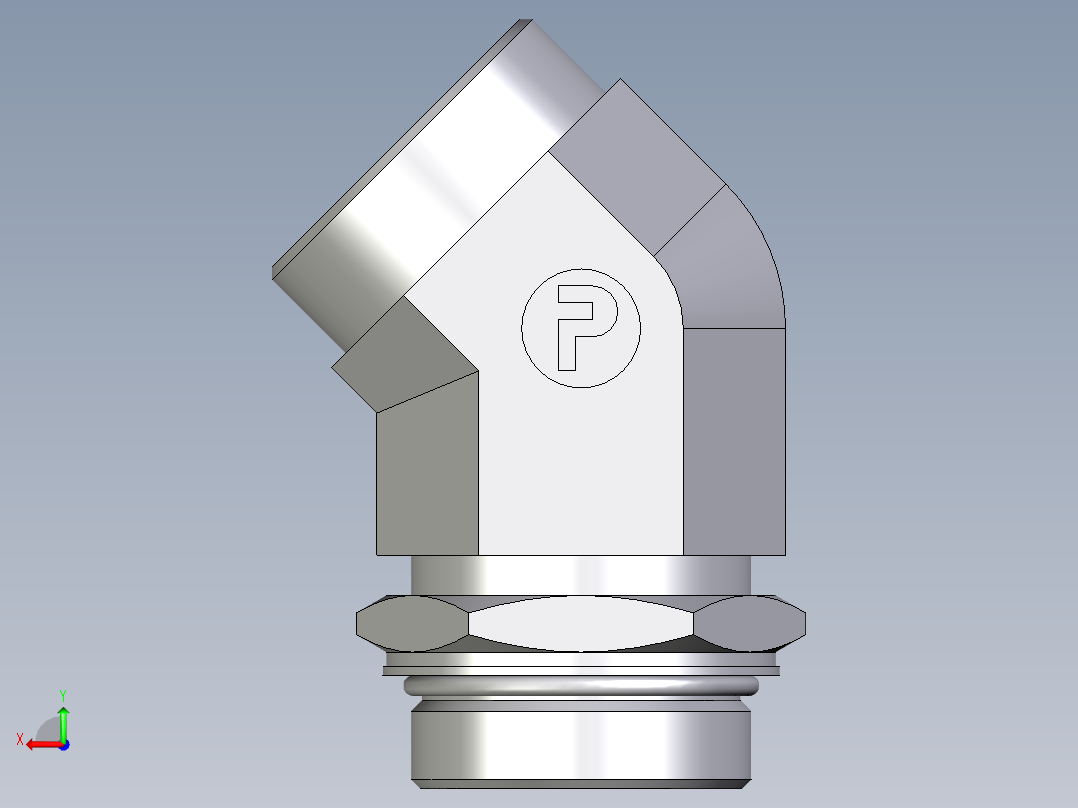 卡套式工业通用硬管接头EO_Adjustable_locknut_45_deg_elbow_VEE42LMOROMDCF后视图