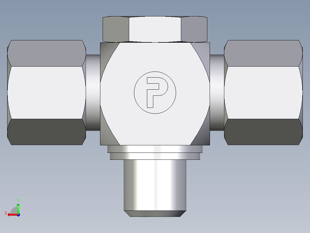卡套式工业通用硬管接头EO_High_pressure_banjo_tee_TH08ZSRKDSCF后视图