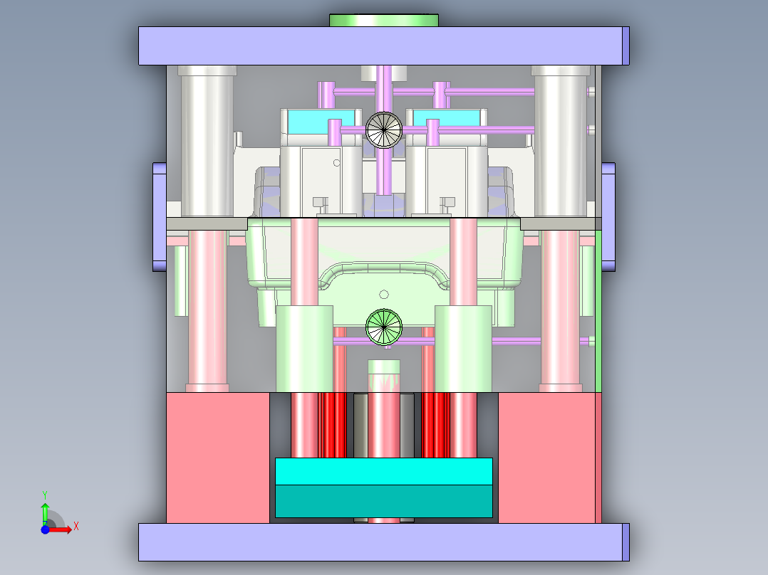 汽车前转向灯壳体全套模具图前视图